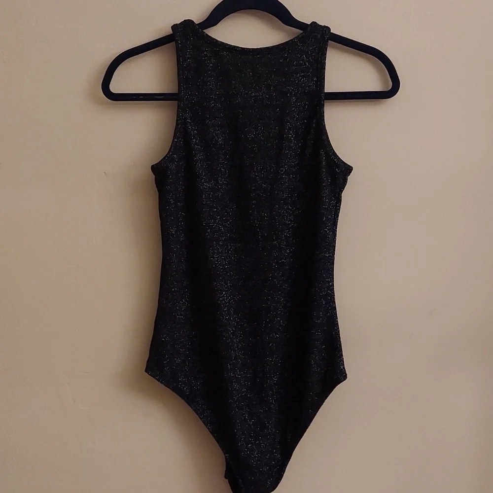 NEW SELFIE S Black Glitter Sleeveless Bodysuit - Picture 7 of 12